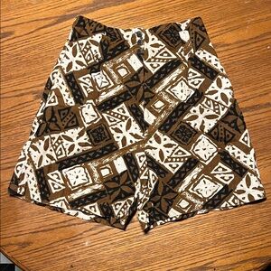 Vintage 90s Express Geometric High Waist Shorts Tiki Black, Brown and White 9/10
